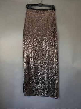 Sequin Maxi Skirt w/side slit Chocolate S